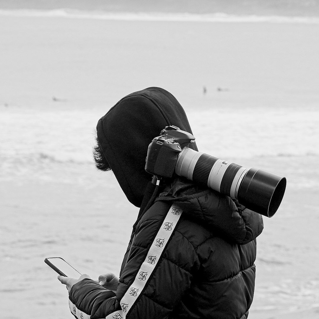 Finnish camerawoman filming outdoor live report